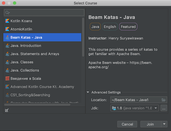 Beam Kata - IntelliJ Edu