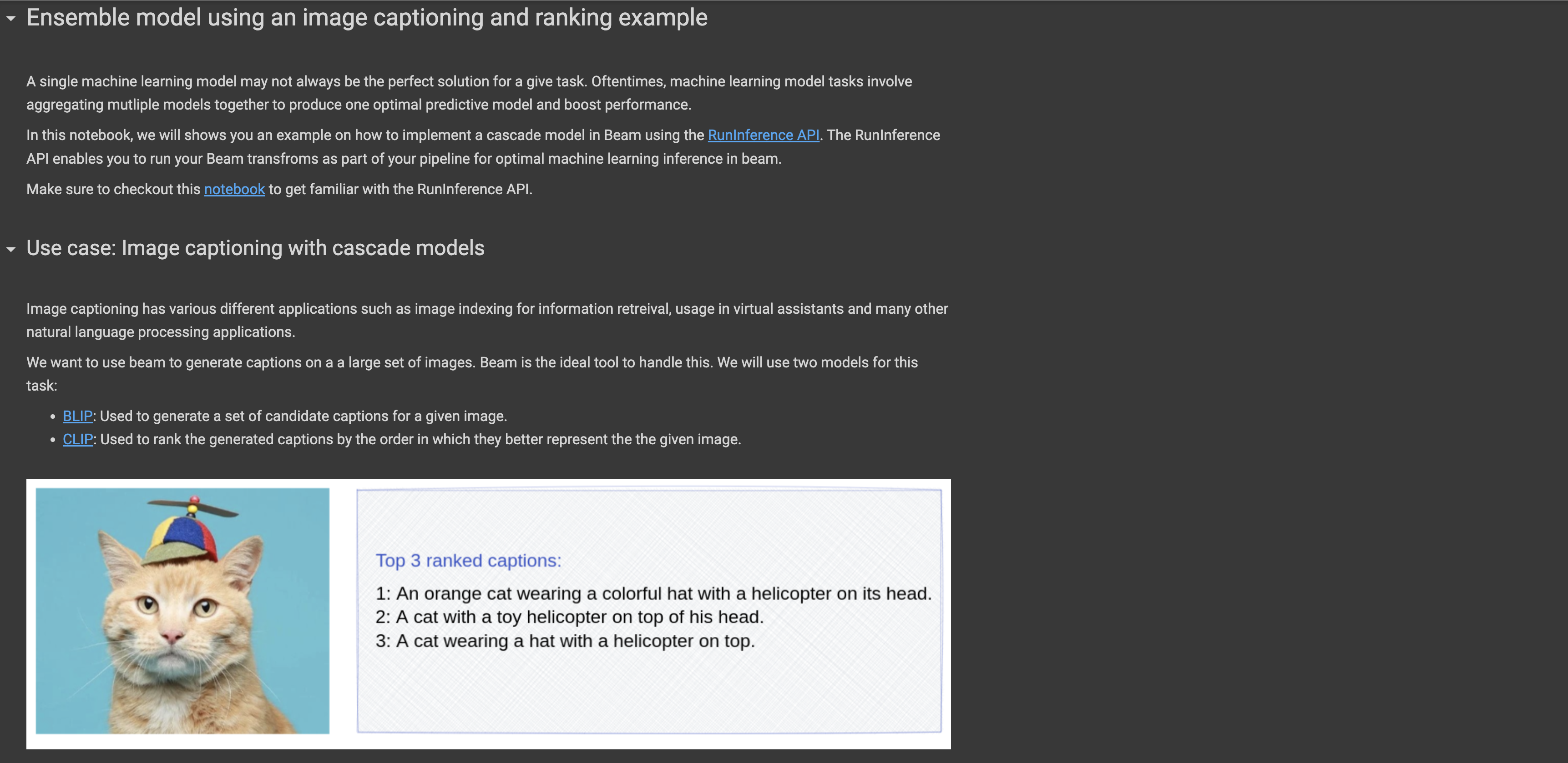 Example ensemble notebook with RunInference